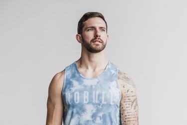 Nobull Tie-Dye Men's Tank Tops Blue | Australia (LW0716)